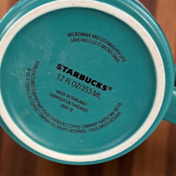 Starbucks "SUMATRA TIGER" Mug Teal Blue Green Embossed 12oz Coffee Tea 2018 - Picture 5 of 6